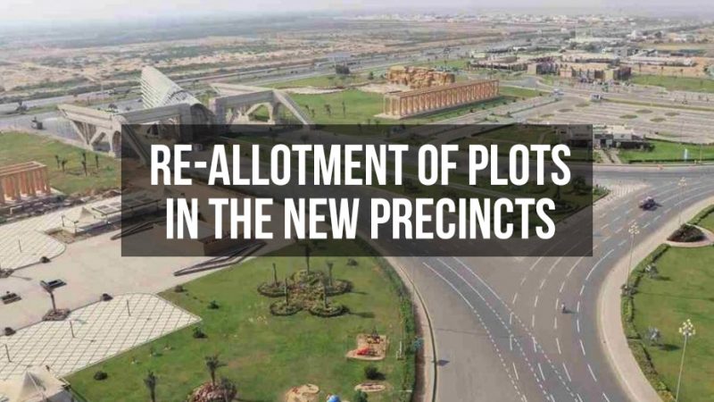 Re-allotment of plots in the new precincts of Bahria Town Karachi