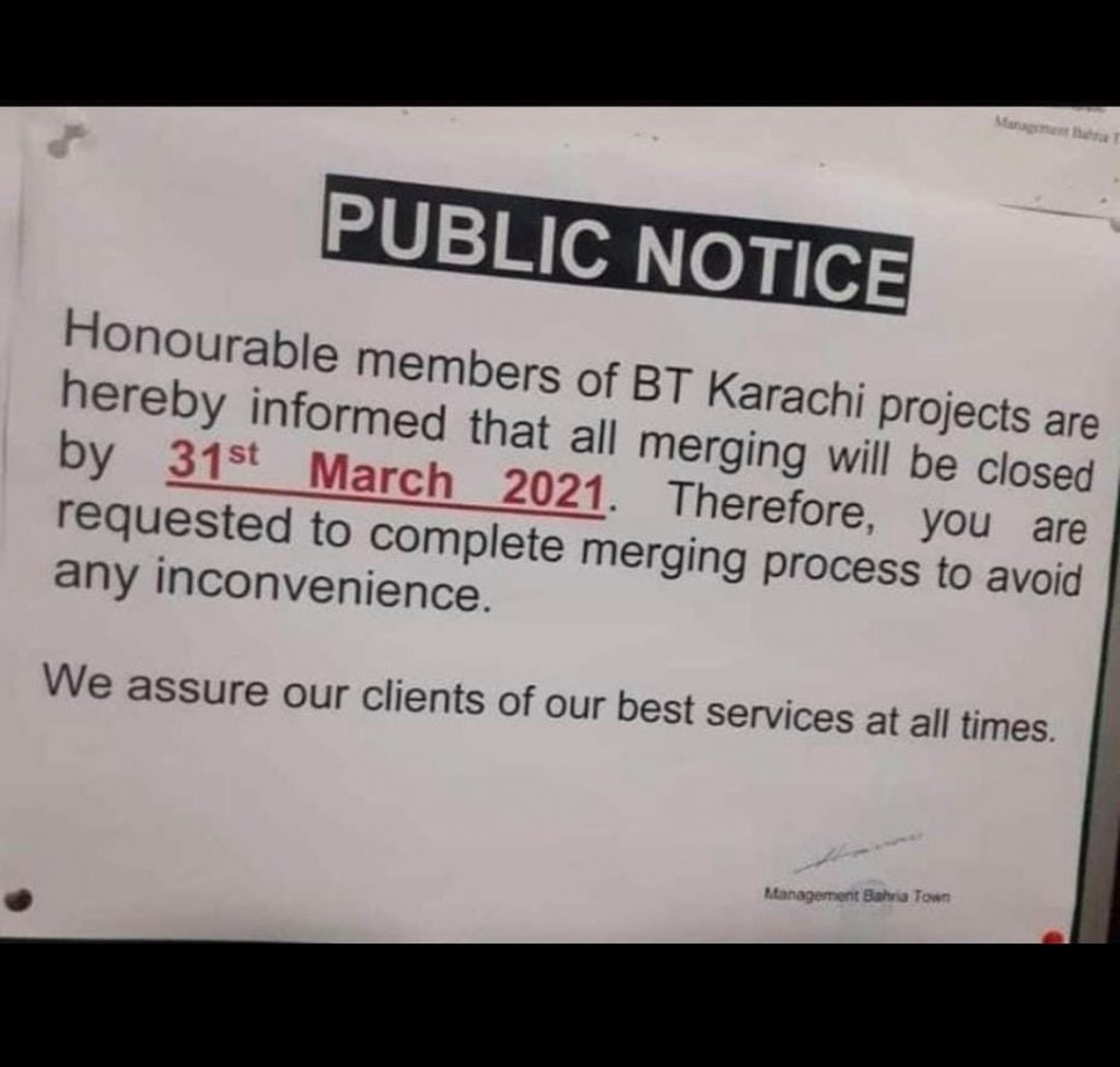 Announcement From Bahria Town Karachi